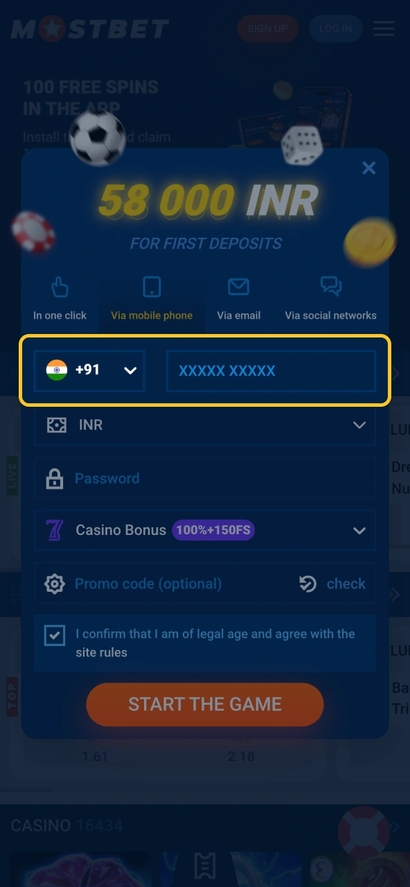 Add contact info to Mostbet form.
