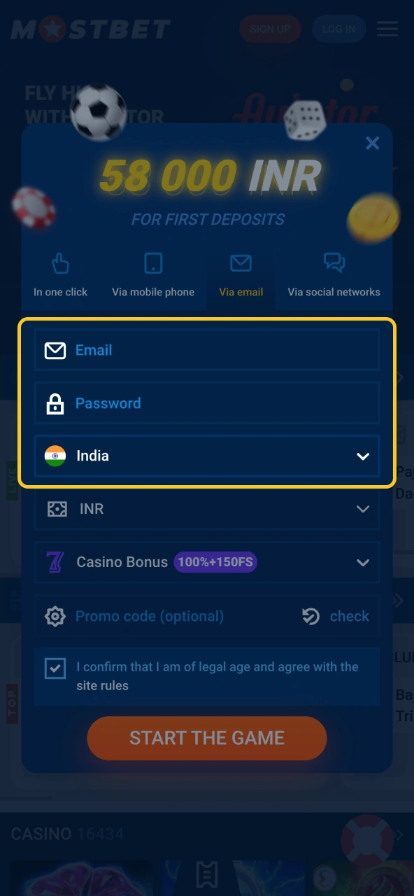 Enter Personal Details carefully to finish the Mostbet Registration process correctly.
